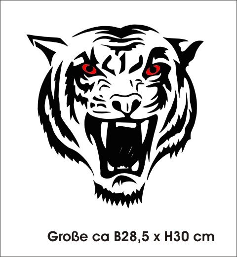 Tigeraufkleber Tigerkopf mit roten Augen Tiger Aufkleber