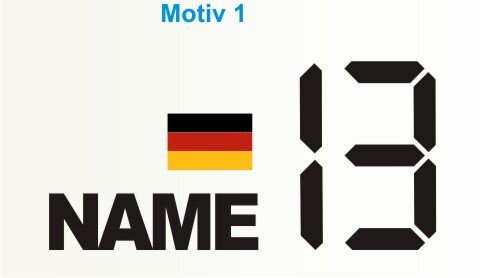 Startnummer mit Namen und Deutsche Flagge individuell gestalten