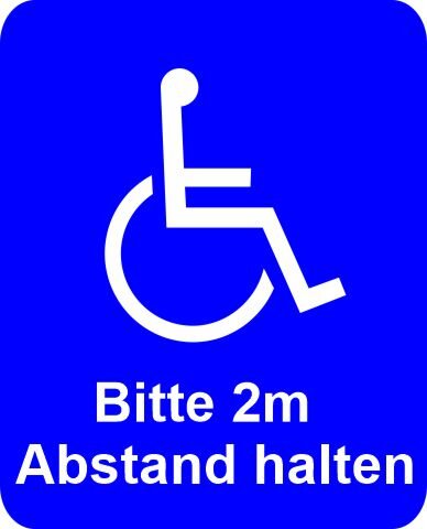 Rollstuhlfahrer Aufkleber, Behinderter Autoaufkleber "Bitte 2m Abstand halten"