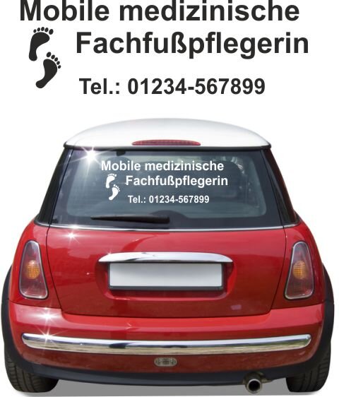Beschriftung Heckscheibe Autobeschriftung Shop Mit Logo Aufkleber StickerLaden Werbung Auf Dem Auto Scheibe Lack UV&Waschanlagenfest