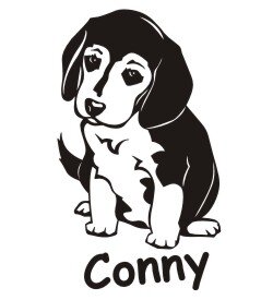 Hundeaufkleber Beagle Pup mit dem Namen Ihres Hundes