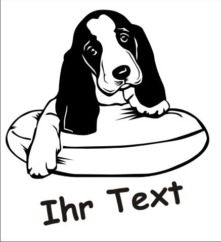 Wandtattoo Basset Hound 01DR mit dem Namen Ihres Hundes