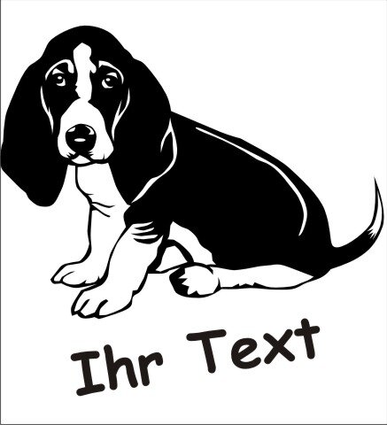 Wandtattoo Basset Hound 02DR mit dem Namen Ihres Hundes