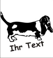 Wandtattoo Bassett Hound 02 mit dem Namen Ihres Hundes