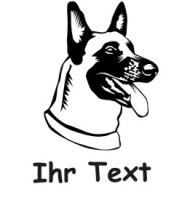 Hundeaufkleber Belgian Malinois 03DR mit dem Namen Ihres...