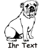 Hundeaufkleber Bulldog DR mit dem Namen Ihres Hundes