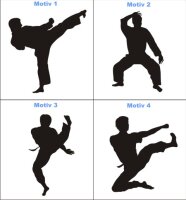 Karate Aufkleber Autoaufkleber, vier verschiedene Motive mit Text
