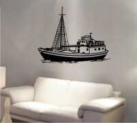 Fangschiff Wandtattoo, Walltattoo Fischdampfer Wandaufkleber