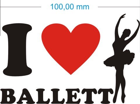 Ich liebe Ballett - I love ballett Aufkleber MO02