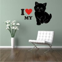 Wandtattoo I Love My Cat - ich liebe meine Katze