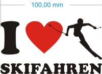 Ich liebe Skifahren - I Love Skifahren Aufkleber