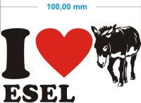 I Love Esel Aufkleber- Ich liebe Esel Autoaufkleber