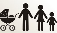 Vater, Mutter, Kinderwagen und Tochter Aufkleber-Piktogramm