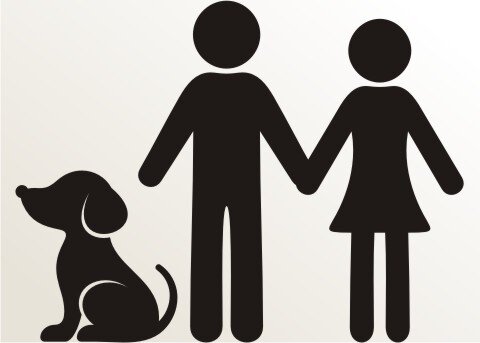 Mann, Frau und Hund Aufkleber-Piktogramm