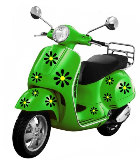 Hibiskus Aufkleber-Set Für Vespa Roller & Scooter | Weiße Vinylfolie, Wasserfest, Rückstandslos Entfernbar