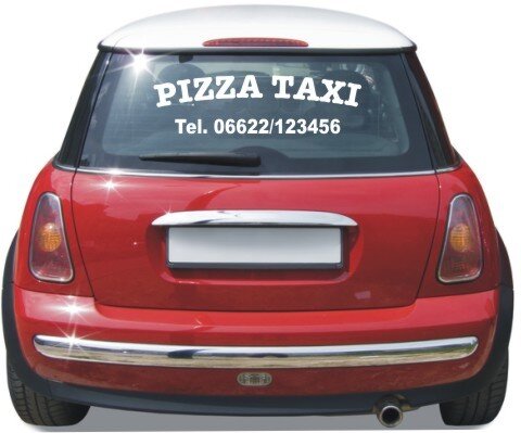 2 x Pizza Taxi Aufkleber für Heckscheibe