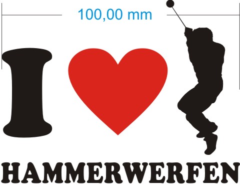 ich liebe hammerwerfen aufkleber