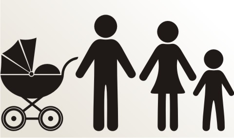 vater mutter kinderwagen und sohn piktogramm