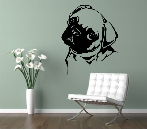 pug mops wandtattoo